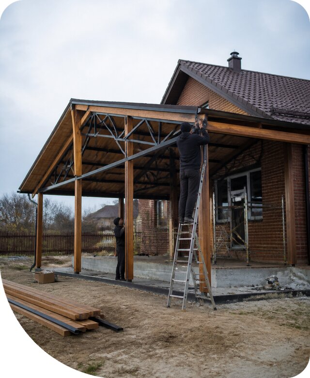 Пристройка навеса к дому и участку в Кыштыме под ключ